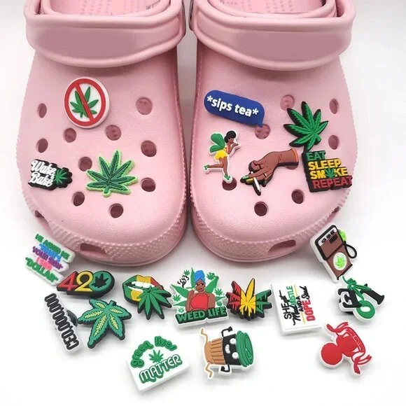 (16) Lot Shoe Clog Charms Pot 420 Weed Ganja Marley Rasta - Picture 2 of 3